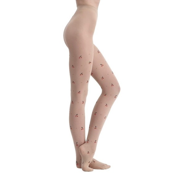 No Boundaries Other - No Boundaries Cherry Tights Women's Size Medium Sheer Cherries